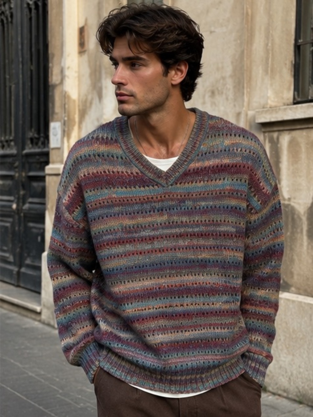 Zara Multicolor Knit Sweater (Pink, Blue, Cream)